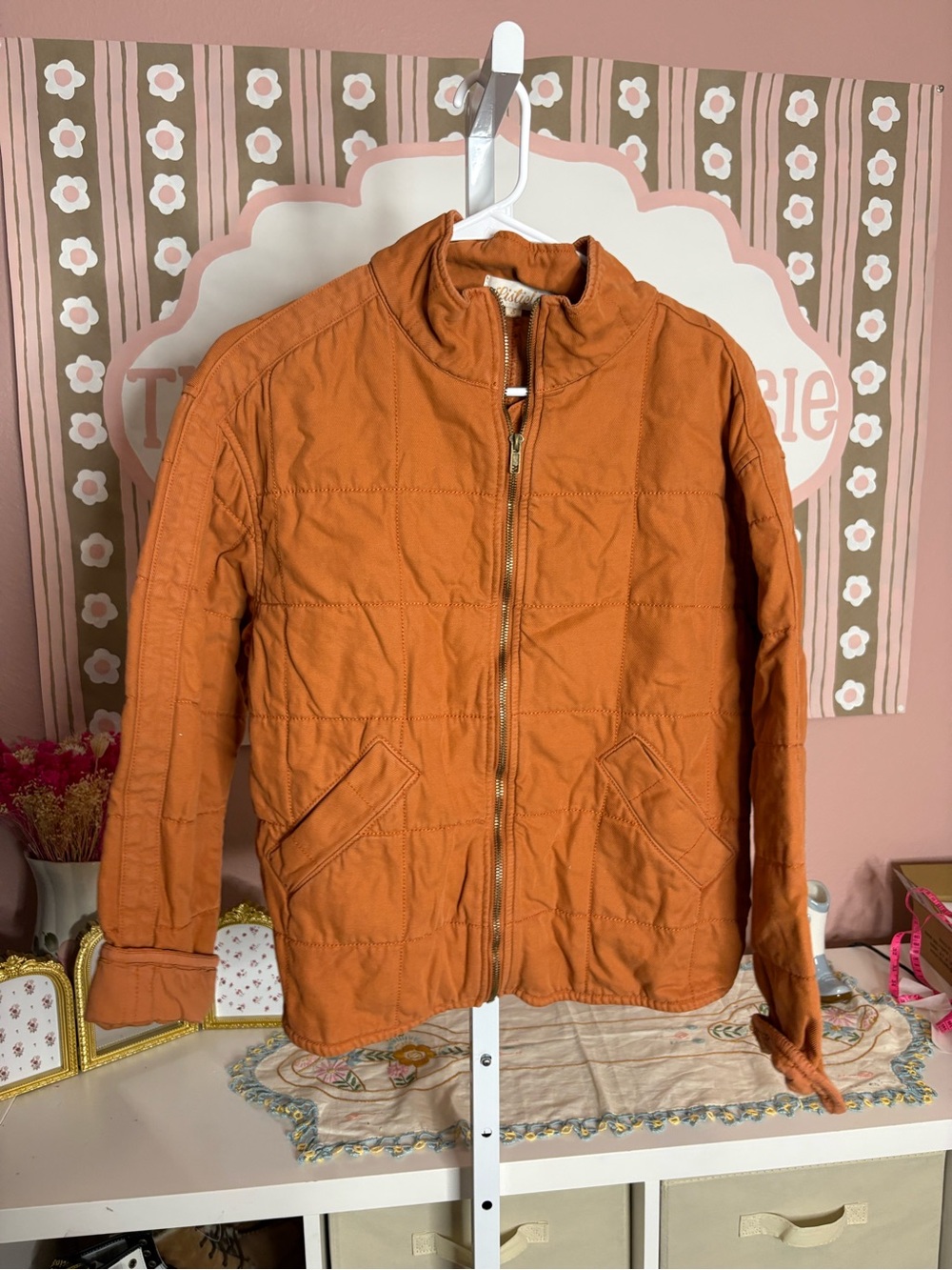 Listicle Orange Quilted Jacket - Classic Casual Outerwear